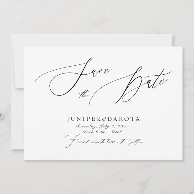 PixDezines Elegant Luxe Calligraphy Save the Date  Einladung (Vorderseite)