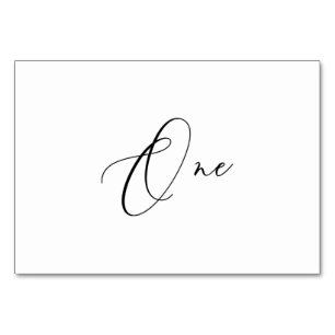 PixDezines Elegant Romantische Kalligrafie Eins 1 Tischnummer