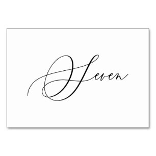 PixDezines Elegant Romantische Kalligrafie Sieben  Tischnummer