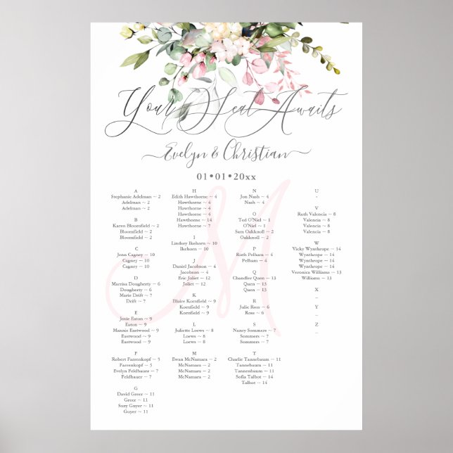 PixDezines Elegant Rosa Eukalyptus Poster (Vorne)