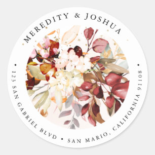 PixDezines Elegant Rotanischer Rost Eukalyptus Runder Aufkleber