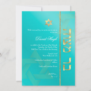 PixDezines elegante Bar Mitzwa/aqua blau Einladung