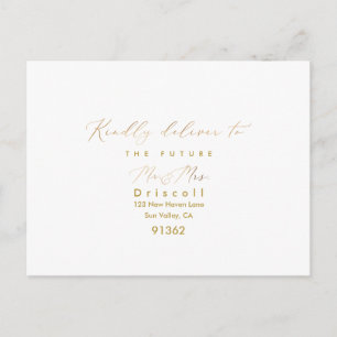 PixDezines Elegante Goldene Kalligrafie-RSVP mit M Einladungspostkarte