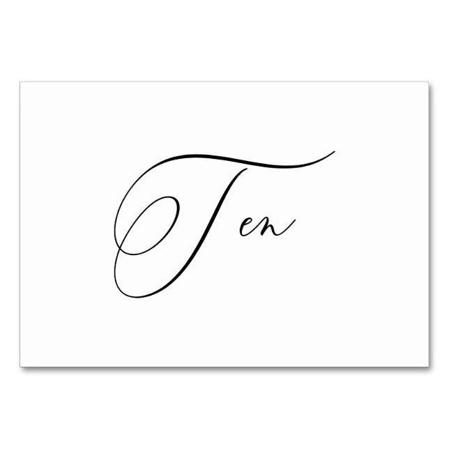 PixDezines Elegante Romantische Kalligraphie 10 Tischnummer (Vorderseite)