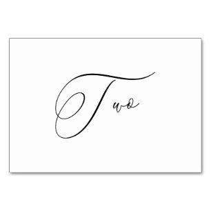 PixDezines Elegante Romantische Kalligraphie Zwei Tischnummer