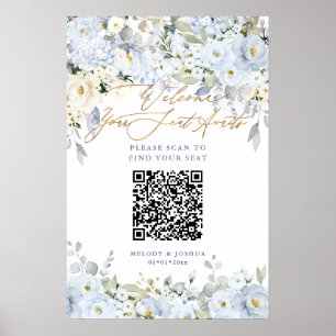 PixDezines Elegante Staubblaue Hyde QR Sitzordnung Poster