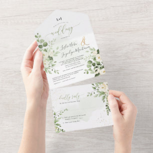 PixDezines Elegante weiße Pfingstrosen Alles in ei All In One Einladung