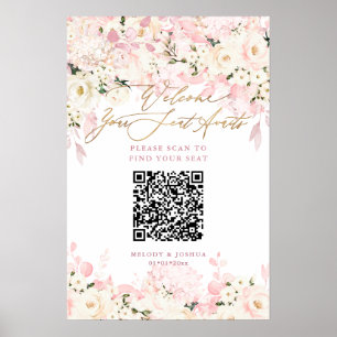 PixDezines Eleganter Dusty Blush Hyde QR Sitzplan Poster
