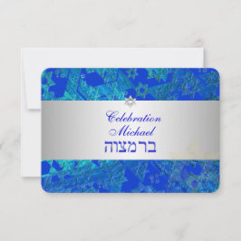 PixDezines Empfang Bar mitzvah/blau/silber Einladung