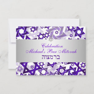 PixDezines Empfang Bar mitzvah/violett/silber Einladung