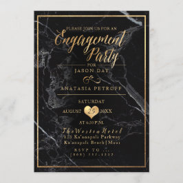 PixDezines Engagement Party Marmor/Imitate Gold Einladung
