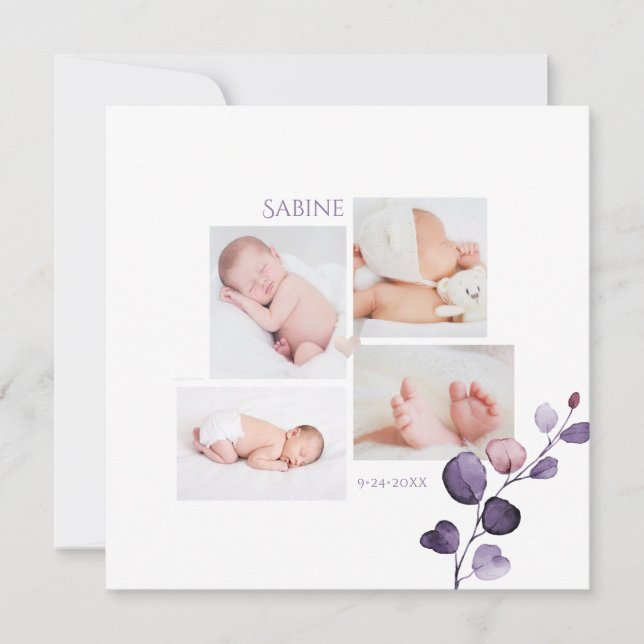 PixDezines Fall Eucalyptus Geburtsankündigung Einladung (Vorderseite)