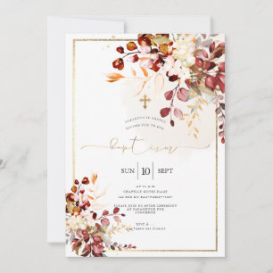 PixDezines Fall Foliage Rustikale Aquarelltaufe Einladung