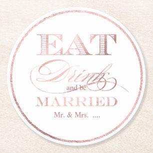 PixDezines Falsche Rose Gold/ Essen/Trinken/und Ve Runder Pappuntersetzer