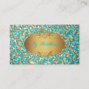 PixDezines falscher Glitter Jaguar/Teal+Gold Visitenkarte
