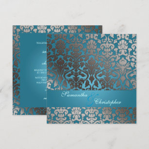PixDezines falsches Platin Flora Damast/teal Einladung