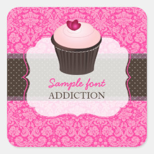 PixDezines-Farben, Erdbeerkuchen Quadratischer Aufkleber