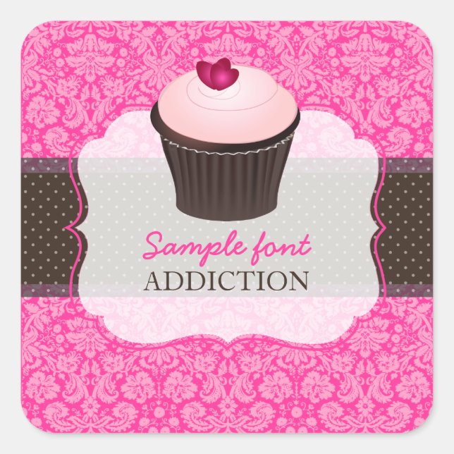 PixDezines-Farben, Erdbeerkuchen Quadratischer Aufkleber (Vorderseite)