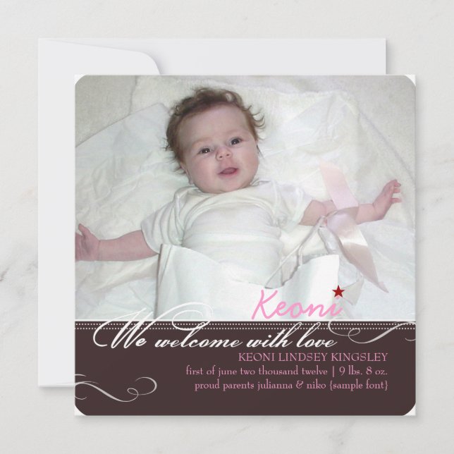 PixDezines Farben, Fotos Geburtsankündigung Ankündigung (Vorderseite)