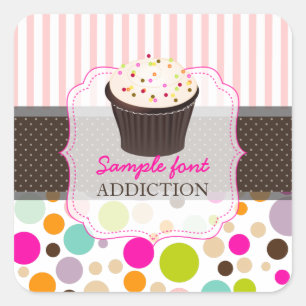 PixDezines-Farbstoffe/Kaugummi+Sprinklen Cupcake Quadratischer Aufkleber