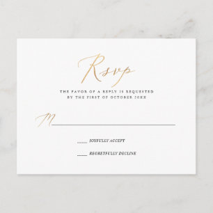 PixDezines Faux Gold Elegante Kalligrafie RSVP Einladungspostkarte