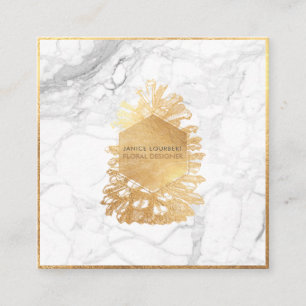 PixDezines FAUX GOLD PINECONES+MARBLE Quadratische Visitenkarte