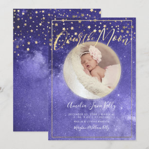 PixDezines Faux Gold+Silber, Über den Mond Einladung