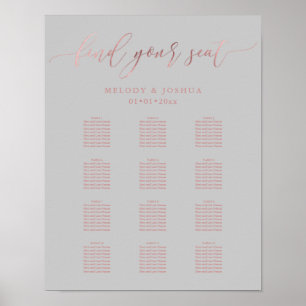 PixDezines Faux Rose Gold Schriftzug, Sitzplan Poster