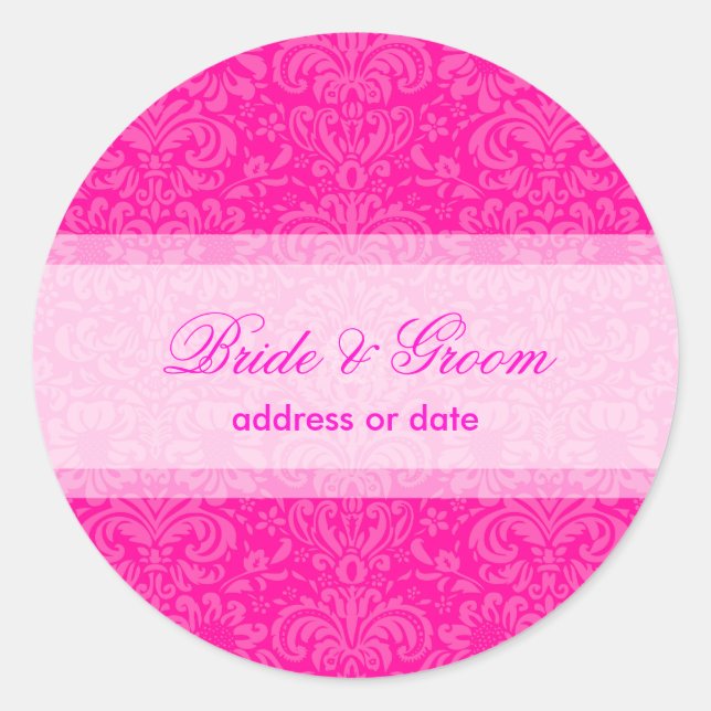 PixDezines Fidora Vintag Damask Runder Aufkleber (Vorderseite)