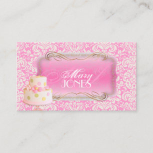 PixDezines Fidora Vintage Damast, Hochzeitstorte Visitenkarte
