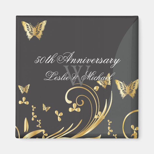 PixDezines filigrane Wirbel+Schmetterlinge/täglich Magnet (Vorne)