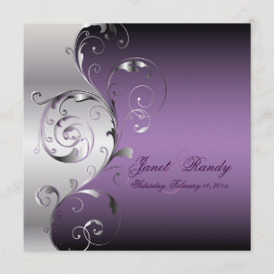 PixDezines Filigree+Wirbel/Silber+Lavendel Einladung