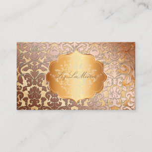 PixDezines FLORA DAMASK FALSCHES KUPFER+PARCHMENT Visitenkarte