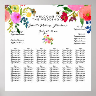 PixDezines Floral Aquarell/Sitzordnung Poster