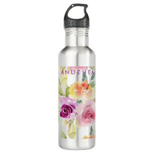 PixDezines Floral/Aquarell/Sommerliche Rose Edelstahlflasche