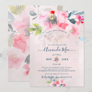PixDezines Floral Wasserfarbe Bat Mitzvah, Ombre Einladung