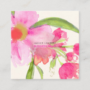 PixDezines Floral Wasserfarbe/Mai Blume Quadratische Visitenkarte