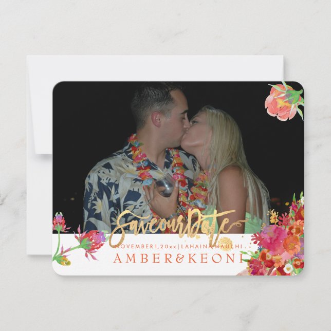 PixDezines Floral Wasserfarbe/Peonies/rett unser D Save The Date (Vorderseite)