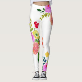 PixDezines Floral Wasserfarbe/Ranunculus/Rosa Leggings