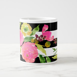 PixDezines floral/wasserfarbe/ranunculus/Streifen Jumbo-Tasse