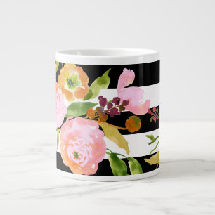 PixDezines floral/wasserfarbe/ranunculus/streifen Jumbo-Tasse