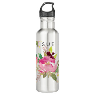 PixDezines Floral/Wasserfarbe/Rosa Erbsen Trinkflasche