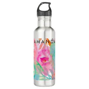 PixDezines Floral/Wasserfarbe/Rose Trinkflasche