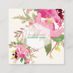 PixDezines Floral Watercolor/Spring Bouquet Quadratische Visitenkarte