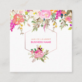 PixDezines Floral Watercolor/Spring Bouquet Quadratische Visitenkarte