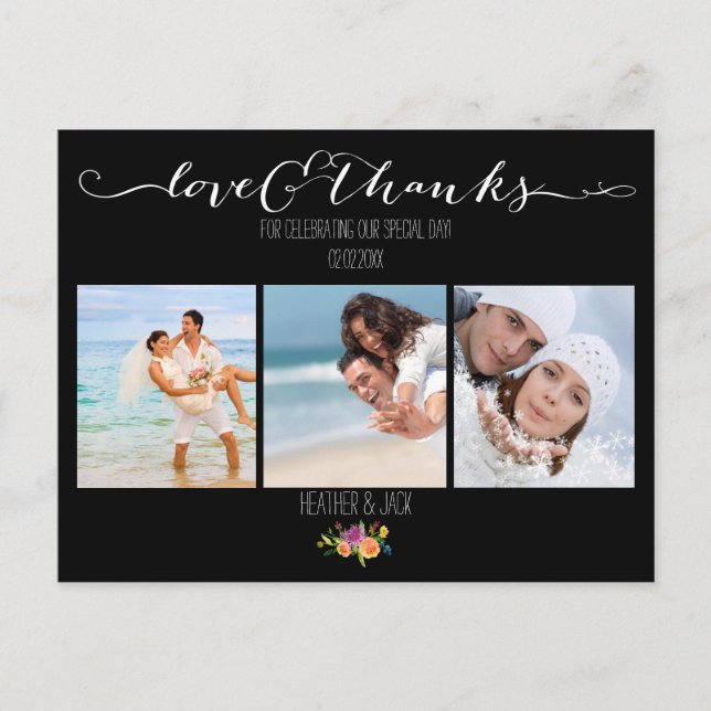 PixDezines Floral Wedding Vielen Dank Postkarte (Vorderseite)