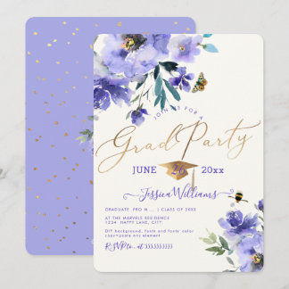 PixDezines Florale Aquarell-Abschlussfeier Einladung