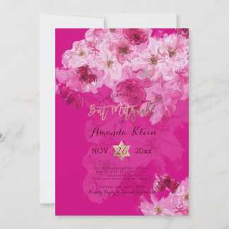 PixDezines Florale Aquarell Bat Mitzwa Einladung