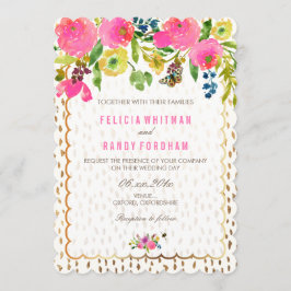 PixDezines florale Wasserfarbe/ranunculus/pink Einladung