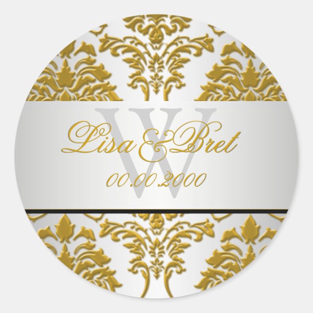 PixDezines florentius Damask/Imitate metallisch Runder Aufkleber (Vorderseite)